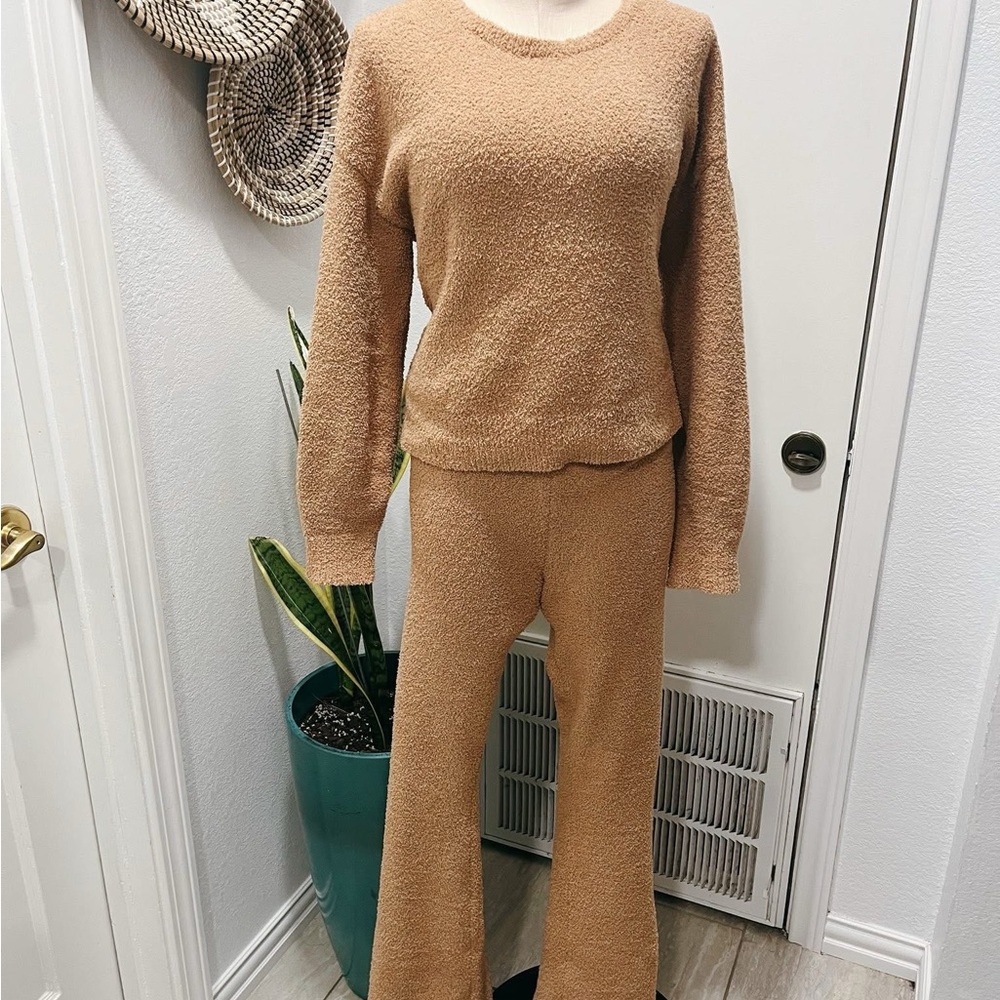 Victoria's Secret Cozy Wide Leg Pant Set in Camel